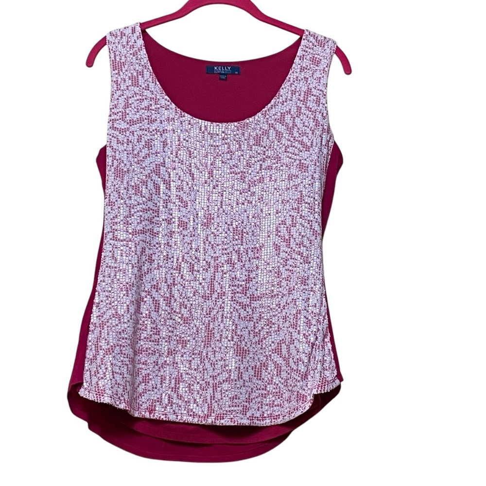 Kelly by  Clinton Kelly Women Sparkly Pinkish Red Top (Blouse) Sz XS